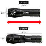 KEPEAK Flashlight Rechargeable, LED Tactical Flashlight